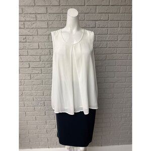 Marc Bouwer Women White Sleeveless Accordion Pleated Hi-Lo Blouse Size M